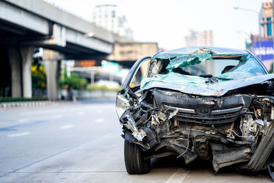 Close-up of car on street