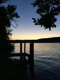 Scenic view of lake at sunset
