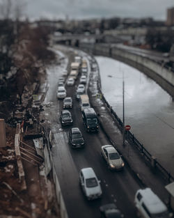 High angle view of traffic on road