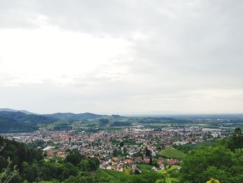 High angle view of townscape against sky