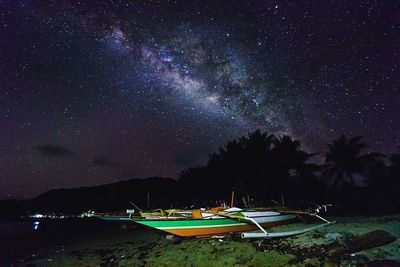 Scenic shot of trees against sky at night