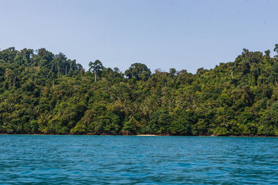 Scenic view of sea against clear sky