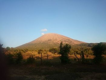 Scenic view of mountains against clear sky