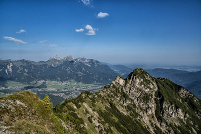 Scenic view of mountains against sky