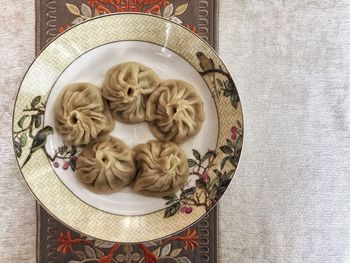 Directly above shot of pasta in bowl on table