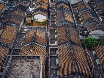 High angle view of buildings in city