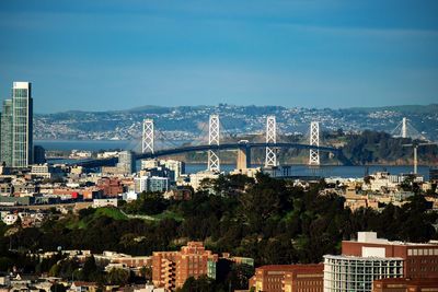 Bay bridge against sky view from bernal heights