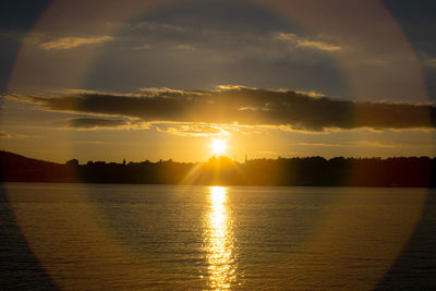 Scenic view of sea against sky during sunset