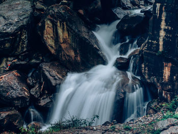 View of waterfall in forest