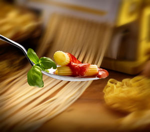 Close-up of fruits in plate on table