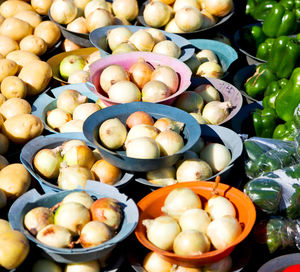 High angle view of fruits for sale in market