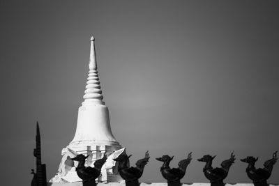 Low angle view of traditional building against clear sky