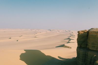 Scenic view of desert against clear sky