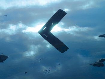 High angle view of swimming in sea