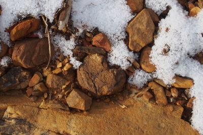 High angle view of snow