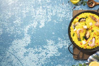 Directly above shot of food on table