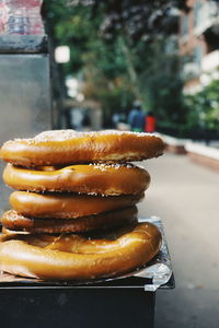 Close-up of pretzels