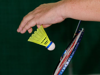 Badminton basket and racket when served