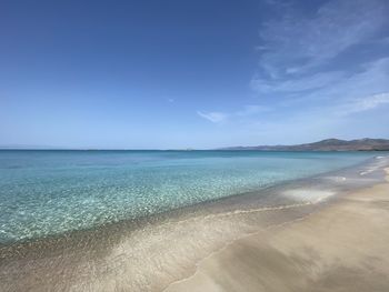 Scenic view of sea against blue sky