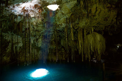 View of cave in water