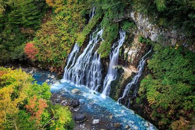 Scenic view of waterfall