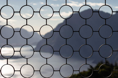 Full frame shot of metal grate against sky