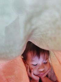 Close-up portrait of cute boy