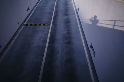 High angle view of empty road