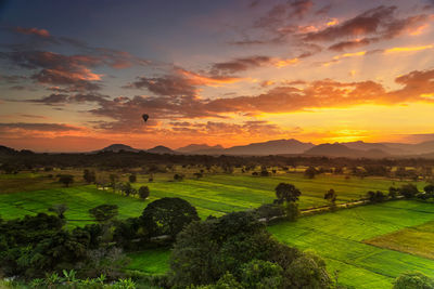 Scenic view of field against sky during sunset