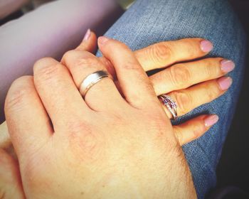 Close-up of couple hands