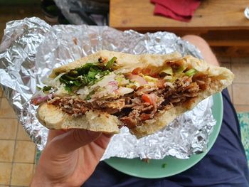 Close-up of hand holding ice cream