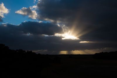 Scenic view of silhouette landscape against sky at sunset