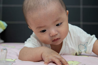 Portrait of cute boy at home