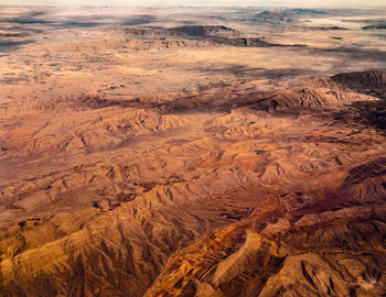 High angle view of land and desert of united arub emirates