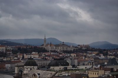 High angle view of townscape against sky