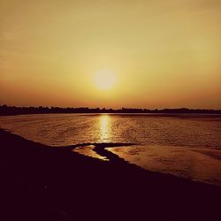 Scenic view of beach against sky during sunset