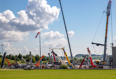 Low angle view of boats against sky