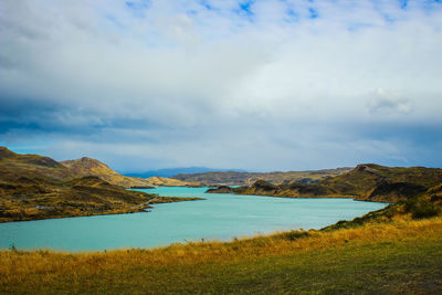 Scenic view of lake against sky