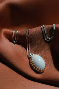 Close-up of pearl jewelry