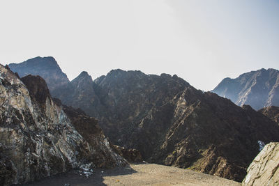 Scenic view of mountains against clear sky