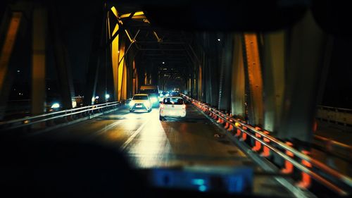 Blurred motion of train at night