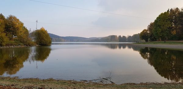 Scenic view of lake against sky