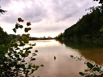 Scenic view of lake against sky