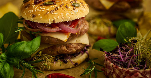 Close-up of burger