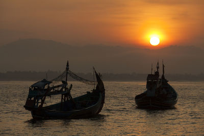 View of sea against sky during sunset