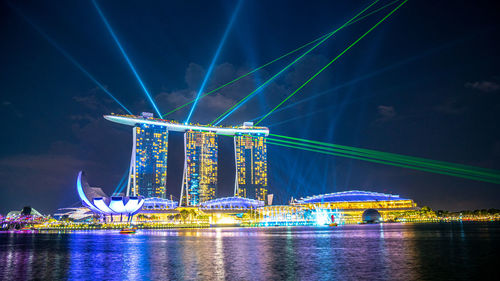 Illuminated city at night