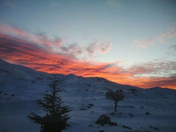 Scenic view of snow covered mountains against sky