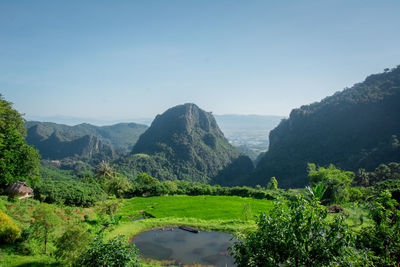 Scenic view of mountains against sky