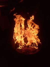 Close-up of bonfire at night