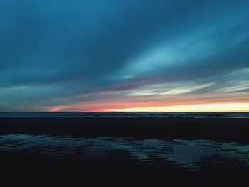 Scenic view of sea against dramatic sky